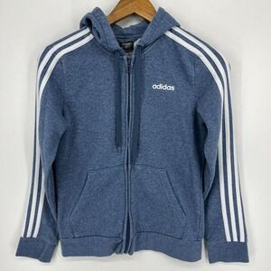 Adidas‎ Hoodie Women's S Blue Full Zip Hooded Striped Logo